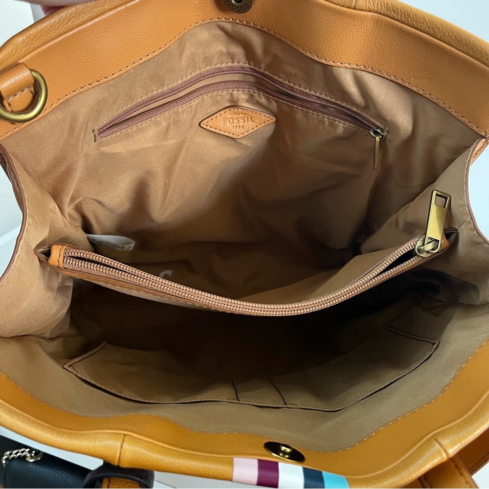FOSSIL Kingston Carmen Sydney Maddox Stripe Tote Satchel Handbag - Picture 8 of 11